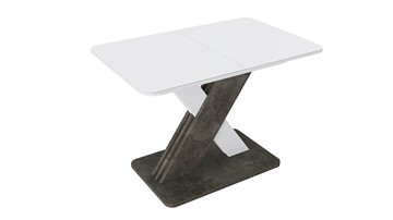Кухонный стол раскладной Люксембург тип 1 (Белый/Ателье темный/Стекло белое матовое) в Брянске