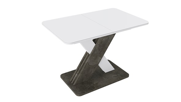 Кухонный стол раскладной Люксембург тип 1 (Белый/Ателье темный/Стекло белое матовое) в Брянске - изображение