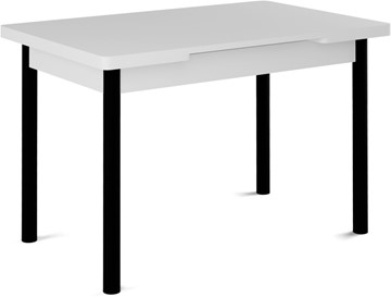 Кухонный стол раскладной Милан-1 EVO, ноги металлические черные, белый цемент в Брянске