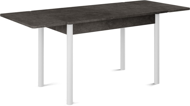 Кухонный стол раскладной Милан-2 EVO, ноги белые, серый камень в Брянске - изображение 1