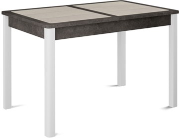 Кухонный раздвижной стол Ницца-1 ПЛ (ноги белые, плитка бежевая/серый камень) в Брянске
