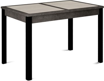 Кухонный раскладной стол Ницца-1 ПЛ (ноги черные, плитка бежевая/серый камень) в Брянске