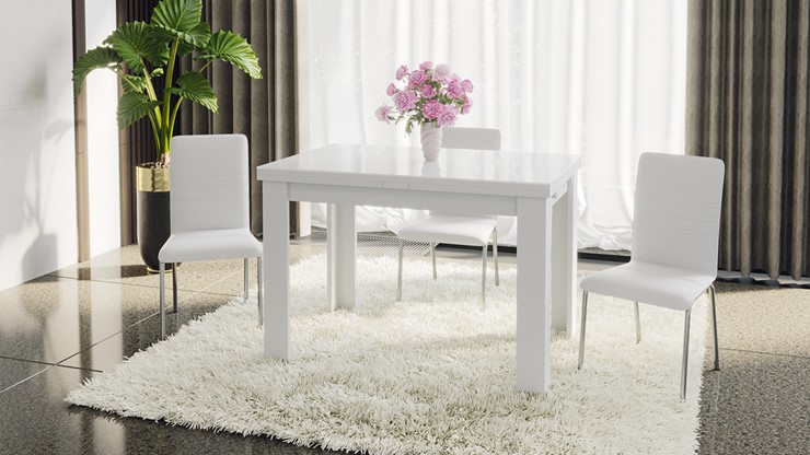 Раздвижной стол Норман тип 1, цвет Белый/Стекло белый глянец в Брянске - изображение 4