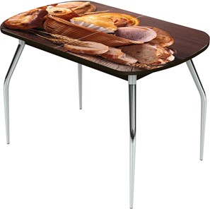 Кухонный раздвижной стол Ривьера исп.1 ноги метал. крашеные №24 Фотопечать (Хлеб №3 в Брянске