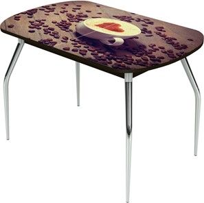 Кухонный раздвижной стол Ривьера исп.1 ноги метал. крашеные №24 Фотопечать (Кофе №20) в Брянске