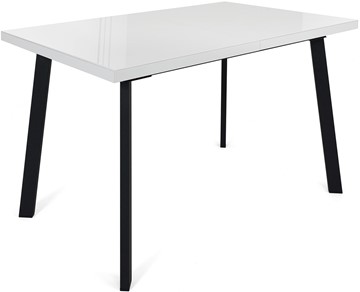 Кухонный стол раздвижной Сальвадор-2G (ноги черные, стекло cristal/белый цемент) в Брянске