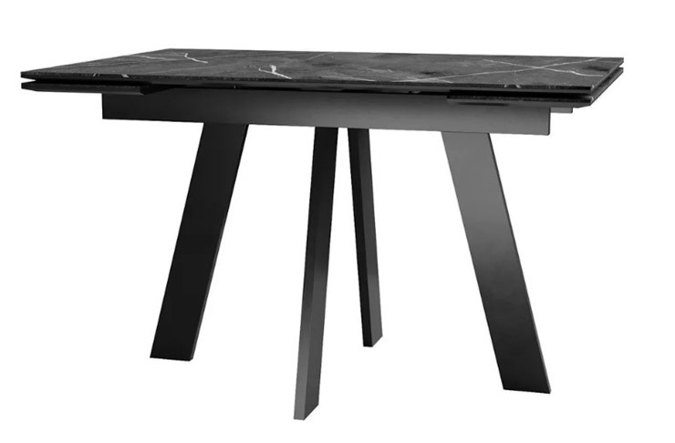 Кухонный стол раскладной SKM 120, керамика черный мрамор/подстолье черное/ножки черные в Брянске - изображение 1