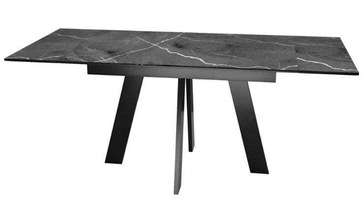 Кухонный стол раскладной SKM 120, керамика черный мрамор/подстолье черное/ножки черные в Брянске - изображение 5