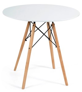 Кухонный обеденный стол CINDY NEXT, металл/мдф/бук, D70х75см, белый/натуральный арт.15854 в Брянске