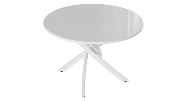 Кухонный обеденный стол Diamond тип 2 (Белый муар/Белый глянец) в Брянске - изображение