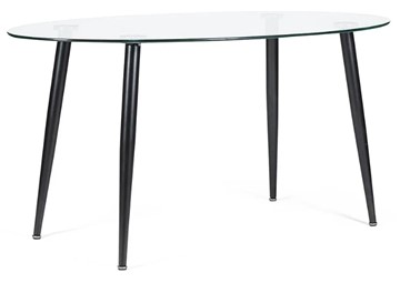 Стеклянный кухонный стол KASSEL (mod. DT333) металл/закаленное стекло (10 мм), 150х90х75см, черный в Брянске