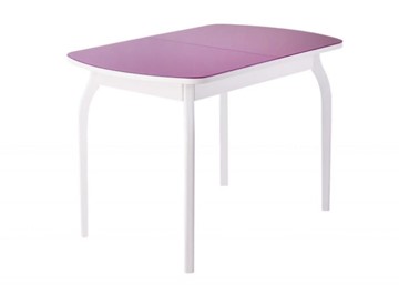 Раздвижной стол ПГ-мини, матовое фиолетовое стекло, ноги гнутые массив белый в Брянске