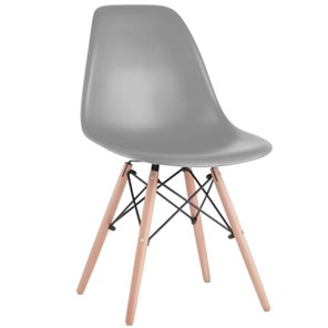 Комплект обеденных стульев 4 шт. BRABIX "Eames CF-010", пластик серый, опоры дерево/металл, 532632, 2033A в Брянске - предосмотр