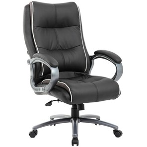 Кресло компьютерное Brabix Premium Strong HD-009 (экокожа черная, ткань серая) 531945 в Брянске