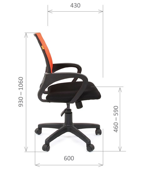 Офисное кресло CHAIRMAN 696 black Сетчатый акрил DW66 оранжевый в Брянске - изображение 2