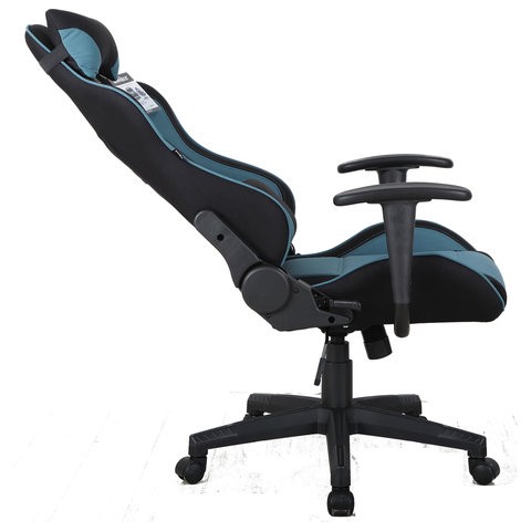 Компьютерное кресло Brabix GT Racer GM-100 (две подушки, ткань, черное/голубое) 531818 в Брянске - изображение 3