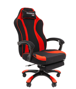 Игровое кресло CHAIRMAN GAME 35 с выдвижной подставкой для ног Ткань  черная / Ткань красная в Брянске