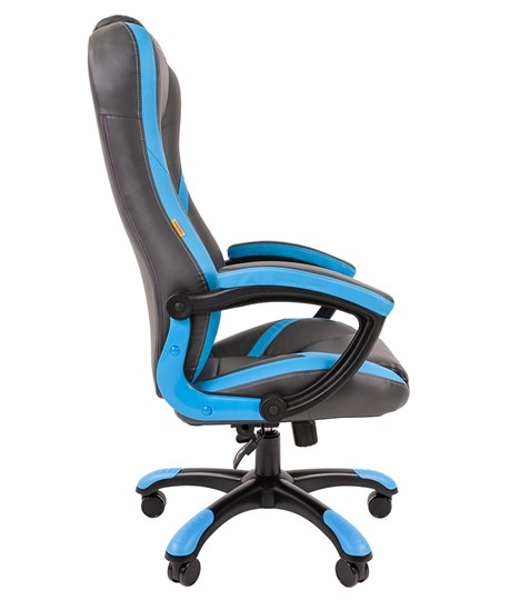 Офисное кресло CHAIRMAN GAME 22 эко кожа, серый/голубой в Брянске - изображение 2