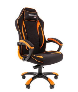 Кресло игровое CHAIRMAN GAME 28 Полиэстер комбинированная ткань оранжевый/черный в Брянске