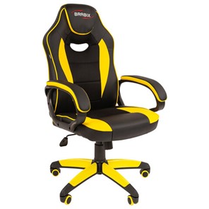 Офисное кресло BRABIX "Blaze GM-162", TW/экокожа, черное/желтое, 532579, 7083507 в Брянске