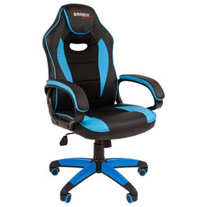Офисное кресло BRABIX "Blaze GM-162", TW/экокожа, черное/голубое, 532578, 7083506 в Брянске