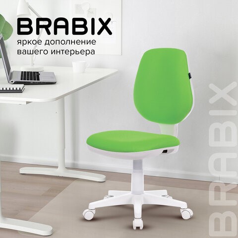 Компьютерное кресло Brabix Fancy MG-201W (без подлокотников, пластик белый, салатовое) 532414 в Брянске - изображение 10