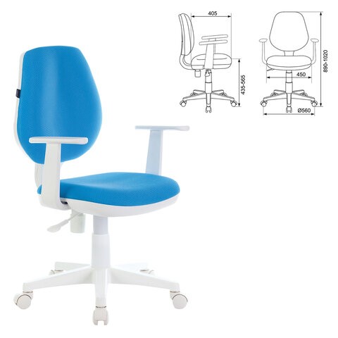 Компьютерное кресло Brabix Fancy MG-201W (с подлокотниками, пластик белый, голубое) 532411 в Брянске - изображение 4