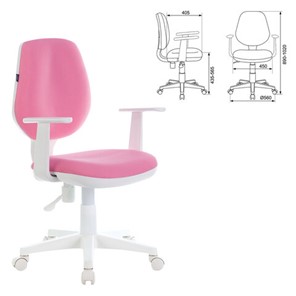 Компьютерное кресло Brabix Fancy MG-201W (с подлокотниками, пластик белый, розовое) 532409 в Брянске - предосмотр 3