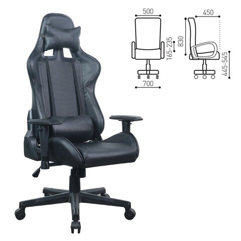 Компьютерное кресло Brabix GT Carbon GM-115 (две подушки, экокожа, черное) 531932 в Брянске - изображение 15