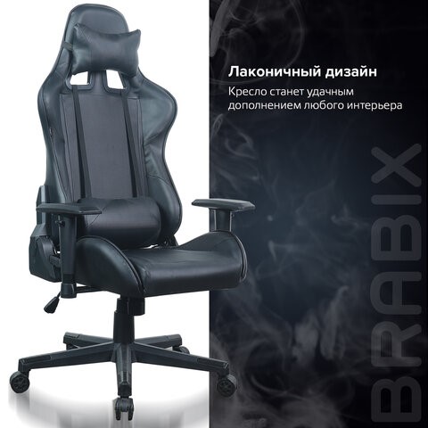 Компьютерное кресло Brabix GT Carbon GM-115 (две подушки, экокожа, черное) 531932 в Брянске - изображение 17