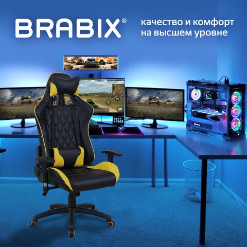 Офисное кресло Brabix GT Master GM-110 (две подушки, экокожа, черное/желтое) 531927 в Брянске - изображение 19
