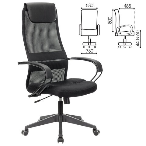 Кресло компьютерное Brabix Premium Stalker EX-608 PL (ткань-сетка/кожзам, черное) 532090 в Брянске - изображение 11