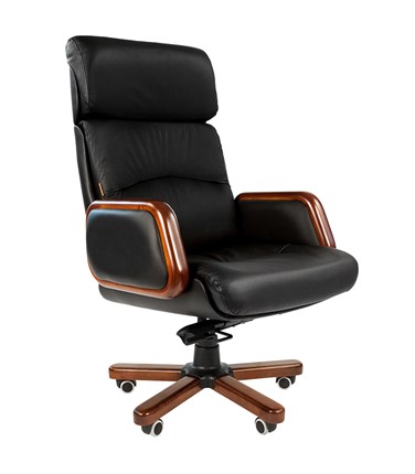 Офисное кресло CHAIRMAN 417 кожа черная в Брянске - изображение