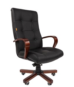 Кресло компьютерное CHAIRMAN 424 WD Кожа черная в Брянске