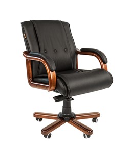 Кресло компьютерное CHAIRMAN 653M кожа черная в Брянске - предосмотр