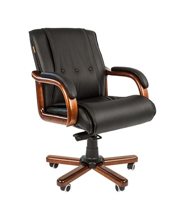 Кресло компьютерное CHAIRMAN 653M кожа черная в Брянске - изображение