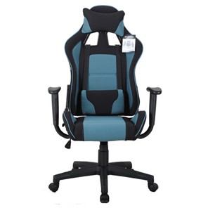 Компьютерное кресло Brabix GT Racer GM-100 (две подушки, ткань, черное/голубое) 531818 в Брянске - предосмотр