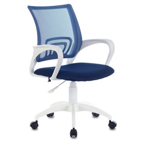 Кресло офисное Brabix Fly MG-396W (с подлокотниками, пластик белый, сетка, темно-синее) 532399 в Брянске