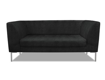 Мягкий офисный диван Сиеста 2-местный, ткань Сахара / черная С49 в Брянске