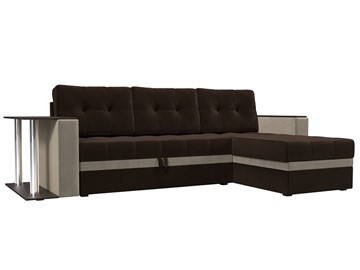 Угловой диван для гостиной Атланта М, Коричневый/Бежевый (микровельвет) в Брянске