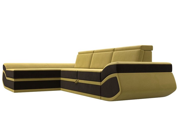 Угловой раскладной диван Лига-032 Желтый\коричневый (Микровельвет) в Брянске - изображение 2