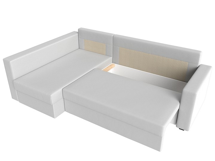 Угловой раскладной диван Мансберг, Белый (Экокожа) в Брянске - изображение 1
