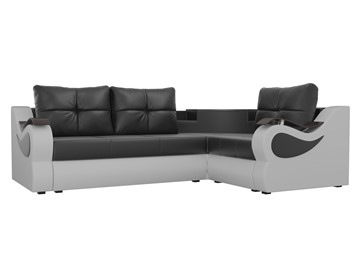 Угловой раскладной диван Митчелл, Черный/Белый (экокожа) в Брянске