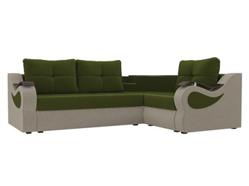 Угловой раскладной диван Митчелл, Зеленый/Бежевый (микровельвет) в Брянске