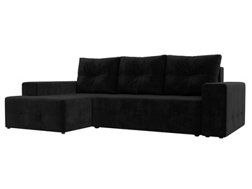 Угловой диван с оттоманкой Перри, Черный (велюр) в Брянске