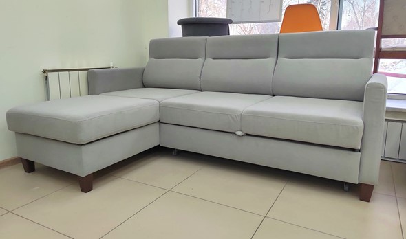 Угловой диван с оттоманкой Марсель Luma 13 серый велюр в Брянске - изображение