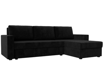 Угловой диван с оттоманкой Траумберг Лайт, Черный (велюр) в Брянске