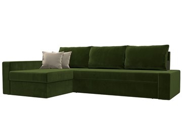 Угловой раскладной диван Версаль, Зеленый/Бежевый (микровельвет) в Брянске