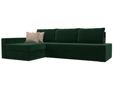 Угловой раскладной диван Версаль, Зеленый/Бежевый (велюр) в Брянске