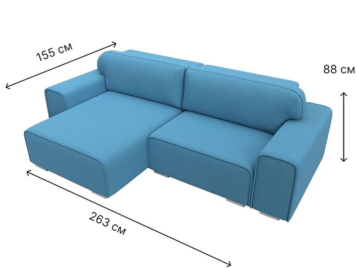Угловой диван с оттоманкой Лига-029, Амур голубой (Рогожка) в Брянске - изображение 8